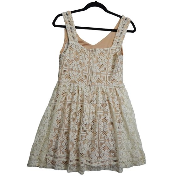 Jodi Kristopher Lace Fit and Flare Sleeveless Dress Womens Size 9 Cream - Picture 2 of 12